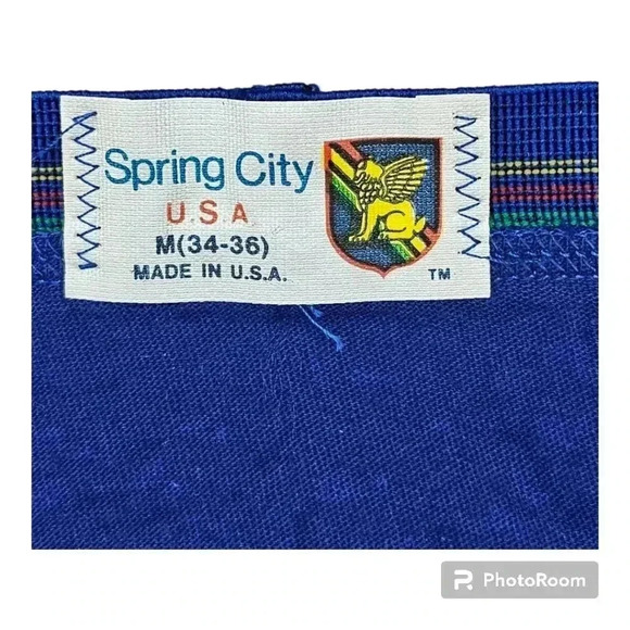 80s Made in the USA mens hip brief by Spring City Knitting Co. royal blue Medium - Picture 3 of 9